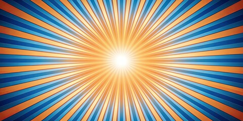 Fototapeta premium Colorful sunburst in blue and orange hues , vibrant, burst, vivid, radiating, cheerful, bright, colorful, abstract, background