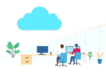 employee working on the computer with his colleague, business cloud computing workers work together, diverse people diversity DEI, inclusion and belonging concept
