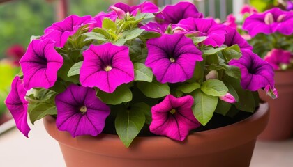  Vibrant purple flowers in a pot blooming with life and color