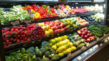 Obraz premium A visually appealing display of fresh fruits and vegetables, rich in color and flavor.