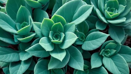  Vibrant green succulent leaves in closeup