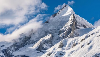  Majestic peak untouched snow and the vast sky