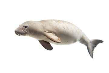 Obraz premium A Manatee Swimming Against a White Background