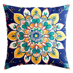 Explore the beauty of this vibrant mandala decorative pillow, perfect for adding a touch of elegance and color to your living space or bedroom decor.