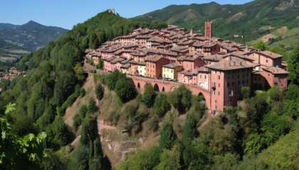 Fototapeta premium Enchanted village nestled in the heart of nature