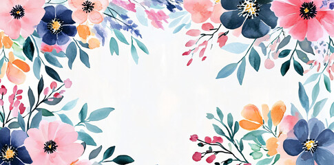 Watercolor Floral Frame.
