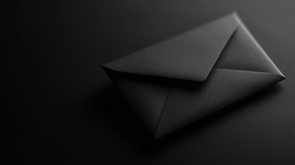 A sleek black envelope resting on a dark surface, symbolizing elegance and secrecy. Perfect for invitations or special messages.