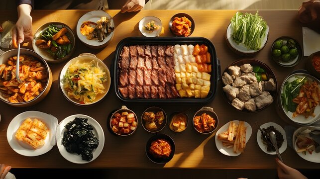 A photograph of a Korean family preparing for Charye the ancestral rites associated with the Chuseok harvest festival