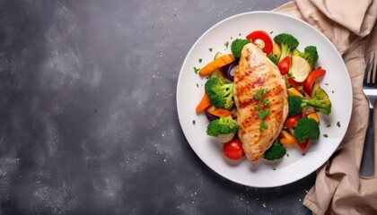  Delicious grilled chicken and vegetable medley on a plate