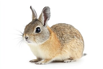 Fototapeta premium A Small Brown Rabbit with Large Ears and Black Eyes