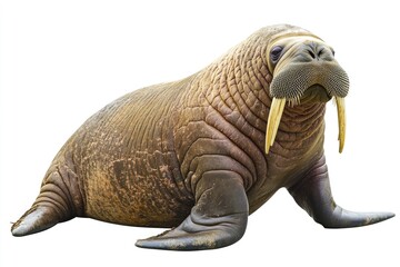 Fototapeta premium A Walrus with Large Tusk and Wrinkled Skin