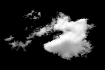 Fototapeta premium abstract cloud. white fluffy cloud isolated black background. concept effect design smoke fog, smog cloudy cutout. mist overlay on Sky Summer. grey dark storm condensation