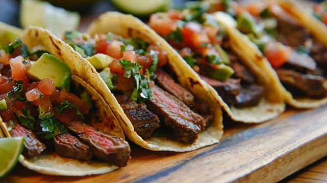 tacos with grilled meat and vegetables