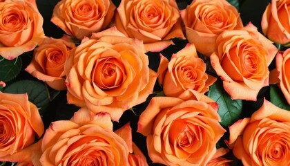 Naklejka premium Bouquet of vibrant orange roses in bloom