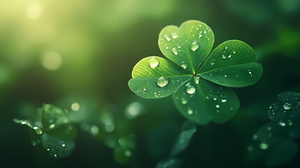 Fresh four-leaf clover, symbol of luck