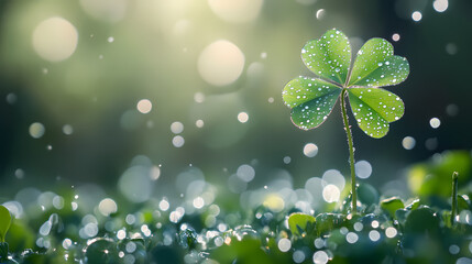 Fresh four-leaf clover, symbol of luck