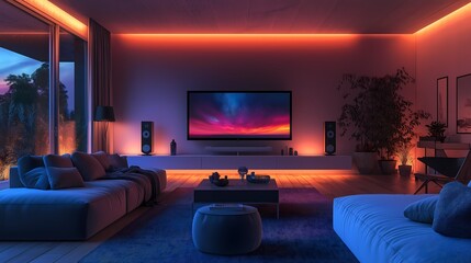 Smart Livingroom inside smart home 