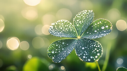 Fresh four-leaf clover, symbol of luck