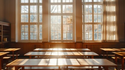 Sunlight Streaming Through Classroom Windows