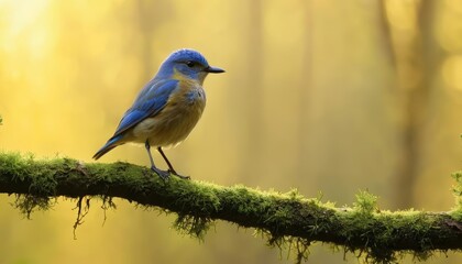  Bluebird perched on a mossy branch symbolizing hope and joy