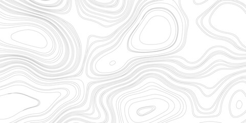 Abstract Contour Topographic Line Pattern in Gray and White, Abstract background with waves Geographic mountain relief.