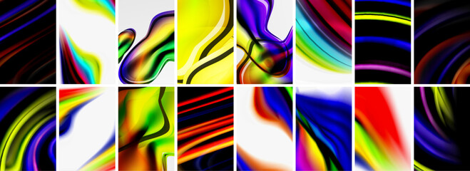 Fototapeta premium Collection of abstract background with waves, colorful shapes and 3d shadow effect. Vector Illustration For Wallpaper, Banner, Background, Card, Book Illustration, landing page
