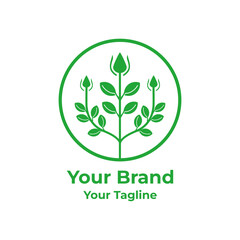 Minimalist logo with green flower concept good for health or financial industry