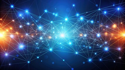 Abstract background with interconnecting lines and glowing dots , abstract, background, lines, dots, design