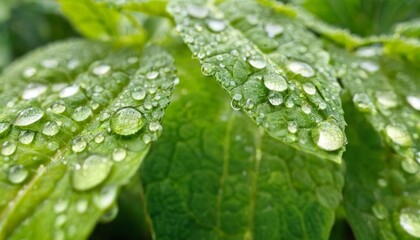  Raindrops on a leafy plant closeup