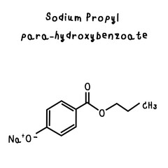 chemical structure of Sodium Propyl -para-hydroxybenzoate illustration