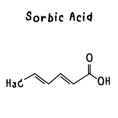 chemical structure of sorbic acid illustration
