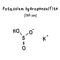 chemical structure of Potassium hydrogensulfite illustration
