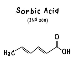 chemical structure of sorbic acid illustration