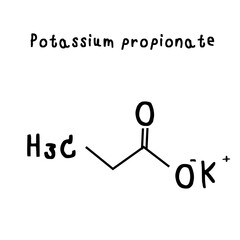 chemical structure of Potassium propionate illustration