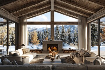 Fototapeta premium living room with fireplace