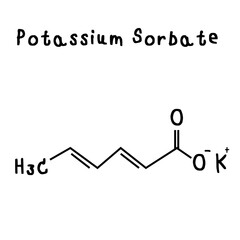 chemical structure of potassium sorbate illustration