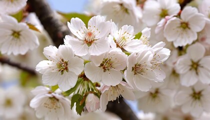 Fototapeta premium Blooming beauty A closeup of cherry blossoms in full bloom