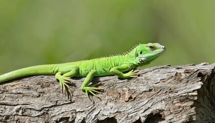 Fototapeta premium Lizards serene moment on a log