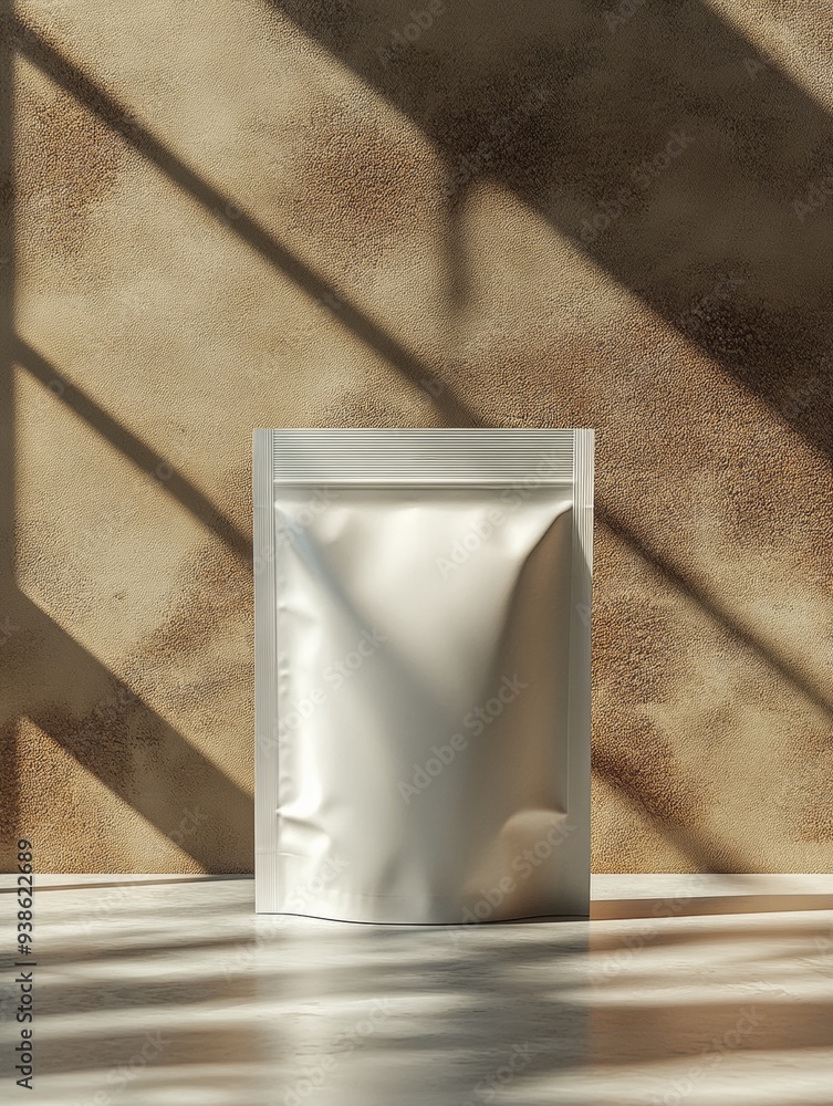 Poster mock up standing pouch on light background