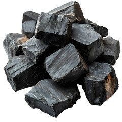 Pile of coal isolated on white, generative ai