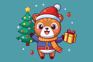 Best  cute bear is celebrating Christmas day  Art Illustrations vector 25.eps