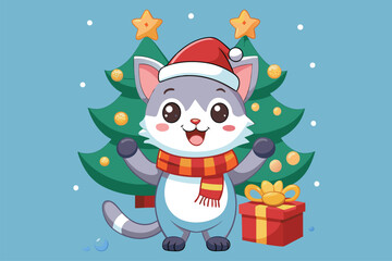 Best  cute cat is celebrating Christmas day  Art Illustrations vector 14.eps
