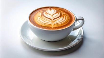 A cup of beautifully crafted latte art isolated on a background, coffee, latte art, cappuccino, espresso, drink, refreshment