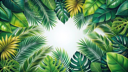 Tropical leaves pattern with vibrant green foliage and exotic plants, tropical, leaves, pattern, foliage, exotic