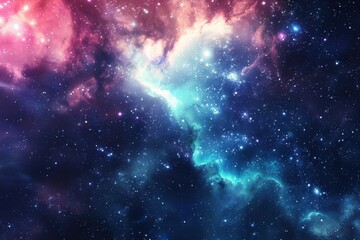 Naklejka premium A Cosmic Dance of Stars and Nebulae in the Vastness of Space