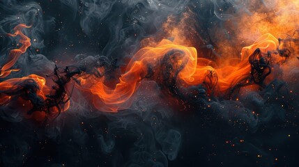 Technologically-Created Black and Orange Smoke Wallpaper