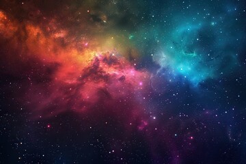 Naklejka premium Vibrant Nebula with Scattered Stars in a Dark Sky