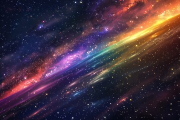 Fototapeta premium A Diagonal Band of Light and Color in a Starry Night Sky