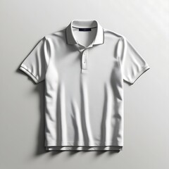 Classic White Polo Shirt with Navy Blue Trim`Mockups 