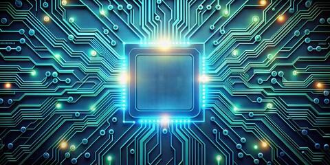 Futuristic electronic circuit board with illuminated paths, technology, innovation, abstract, futuristic, electricity